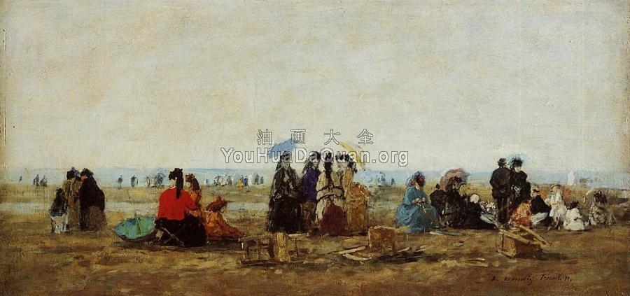 The Beach at Trouville - 尤金·布丹